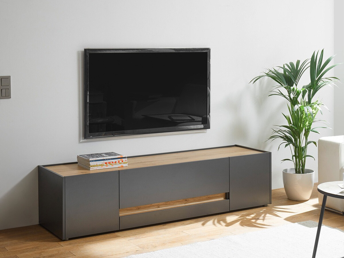 TV-Möbel Elbsori 115 (Anthrazit + Wotan Eiche)