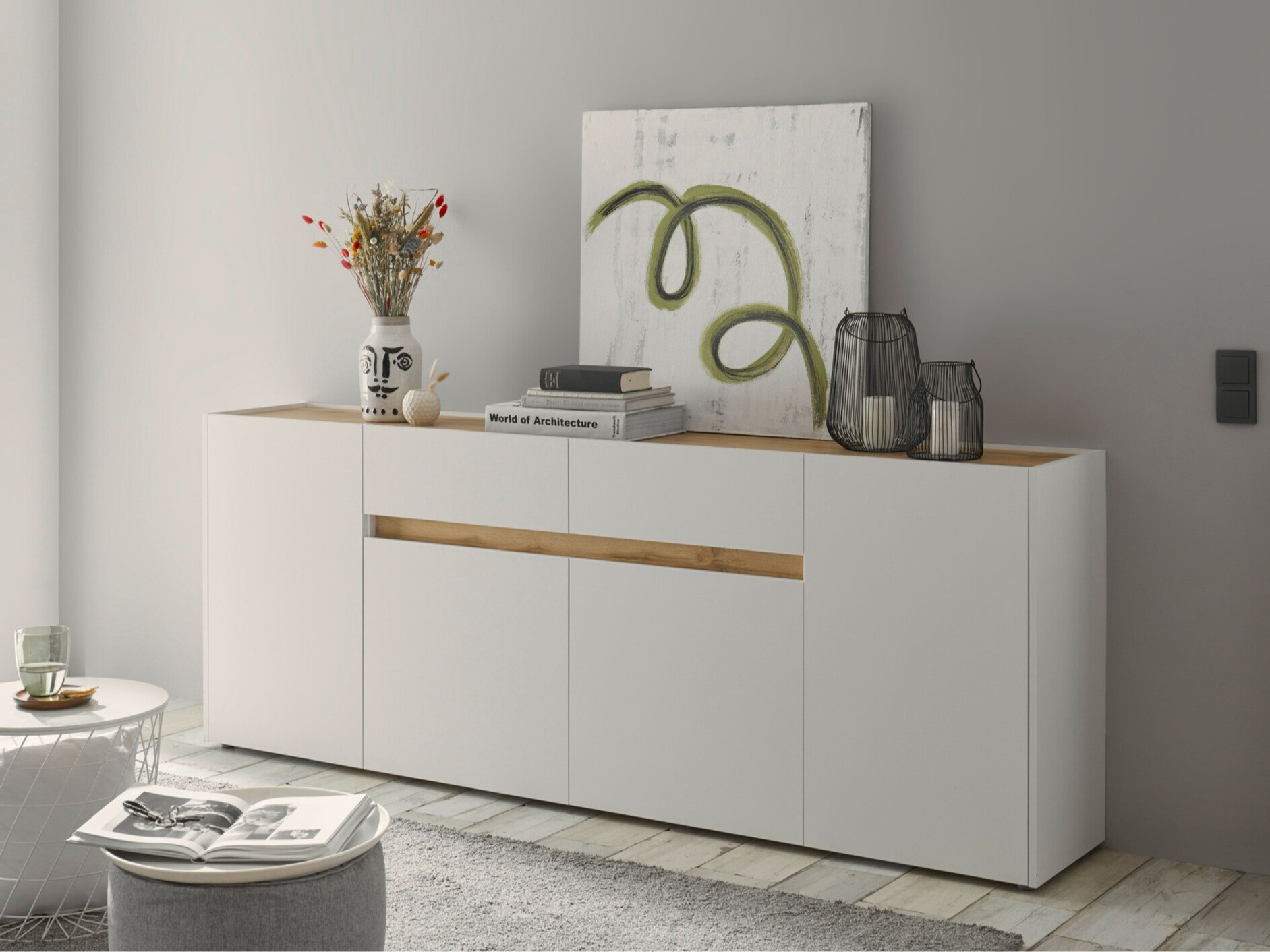 Kommoden Elbsori 118 (Weiß + Wotan Eiche)