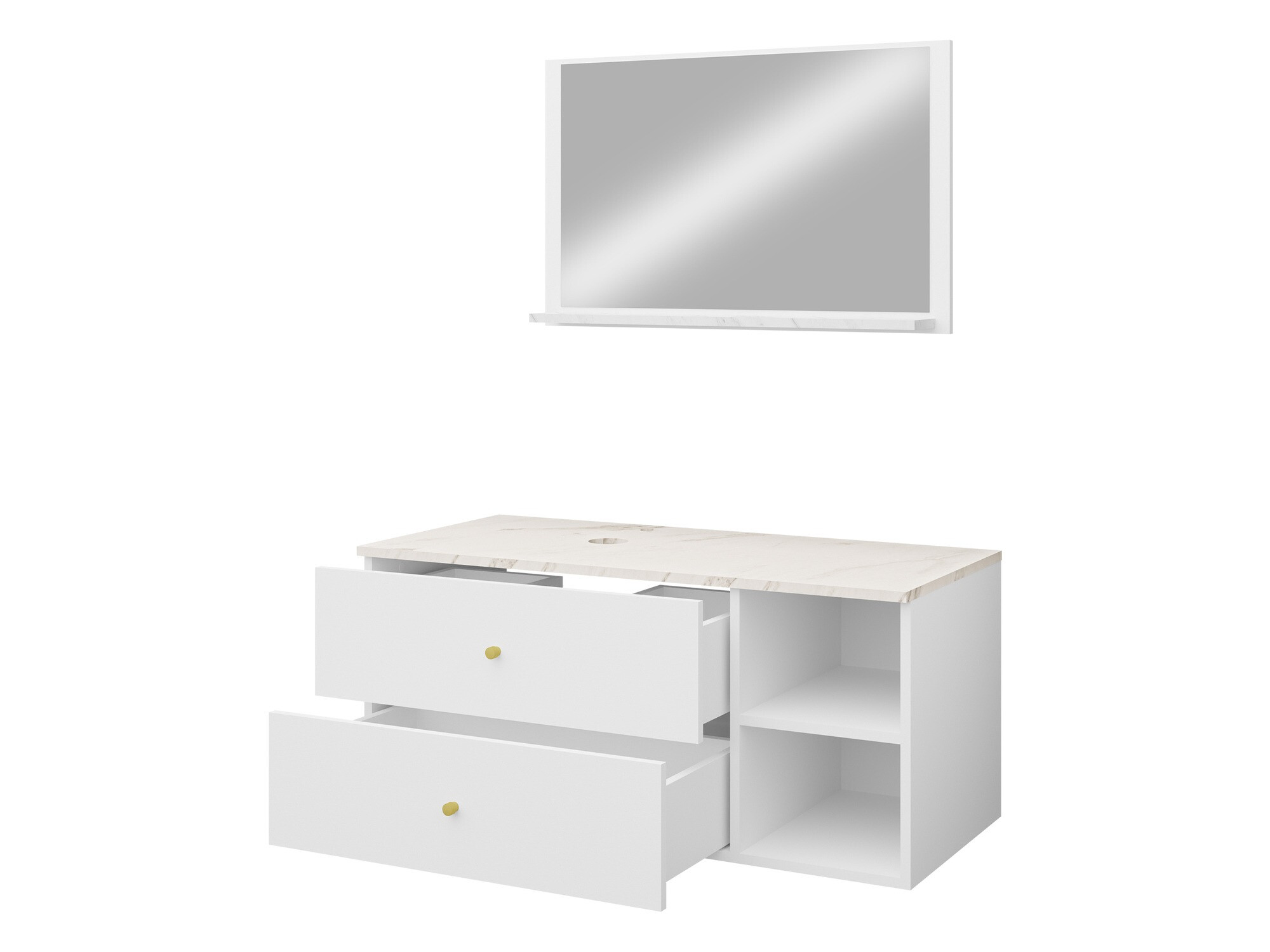 Badezimmer-Set Ophruvi 100 (Schwarz + Schwarzer Marmor)