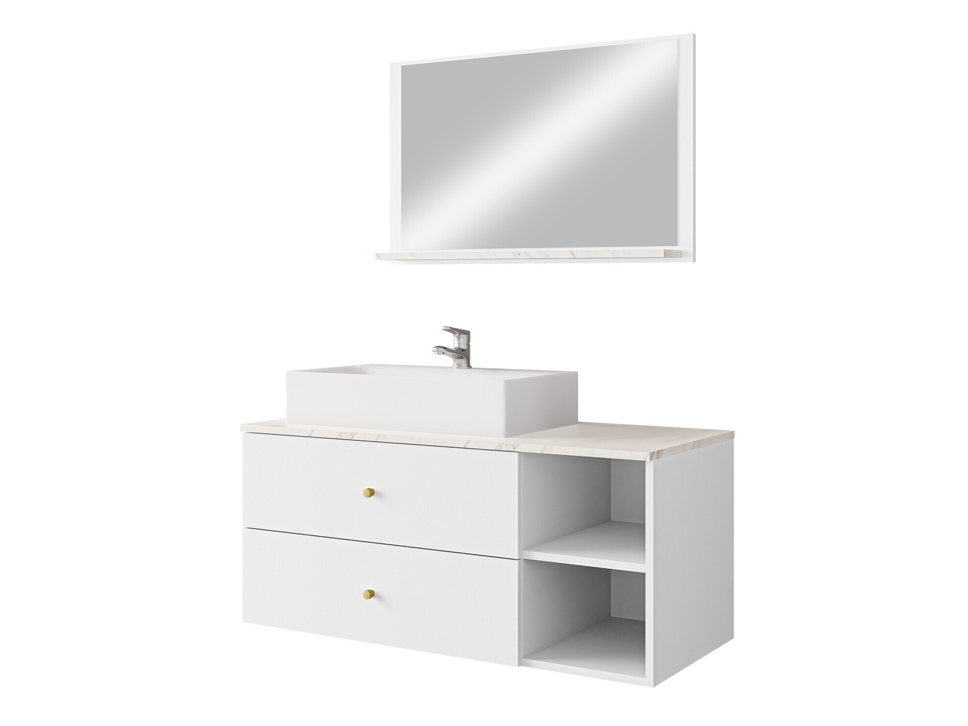 Badezimmer-Set Salus I (Weiß + Weißer Marmor)