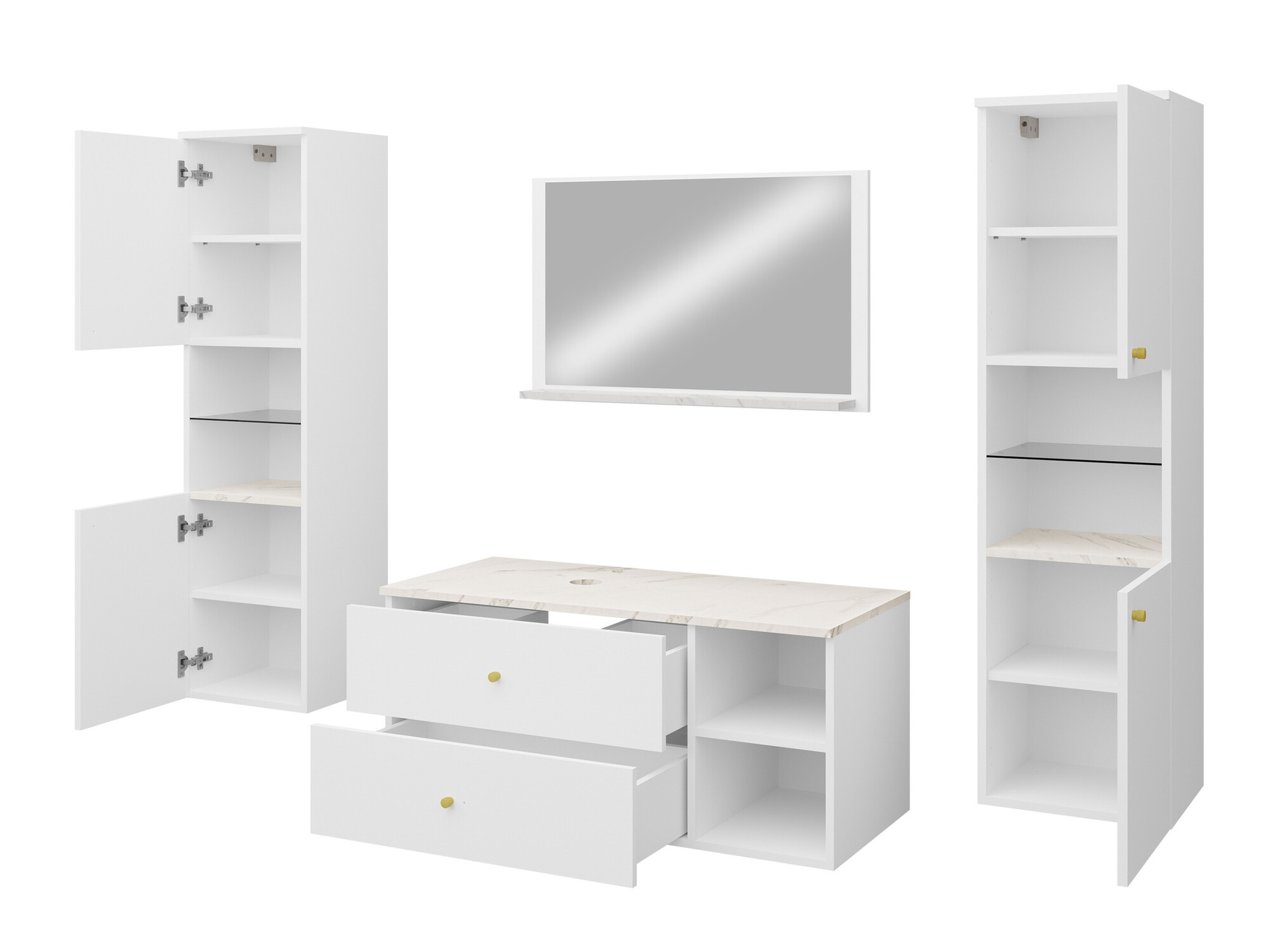Badezimmer-Set Salus III (Weiß + Weißer Marmor)