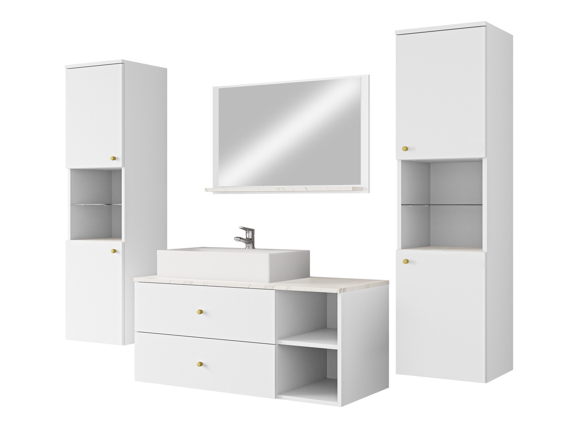 Badezimmer-Set Salus III (Weiß + Weißer Marmor)