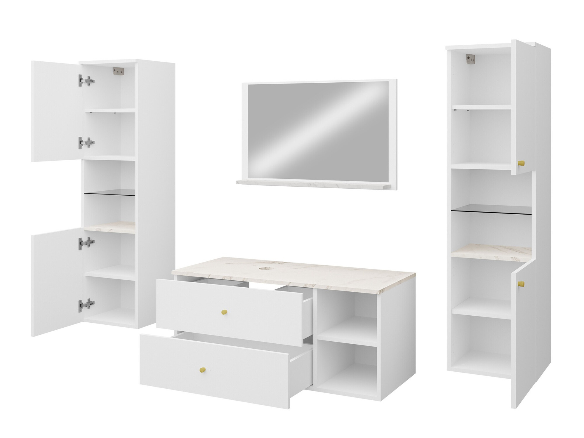 Badezimmer-Set Salus III (Weiß + Weißer Marmor)