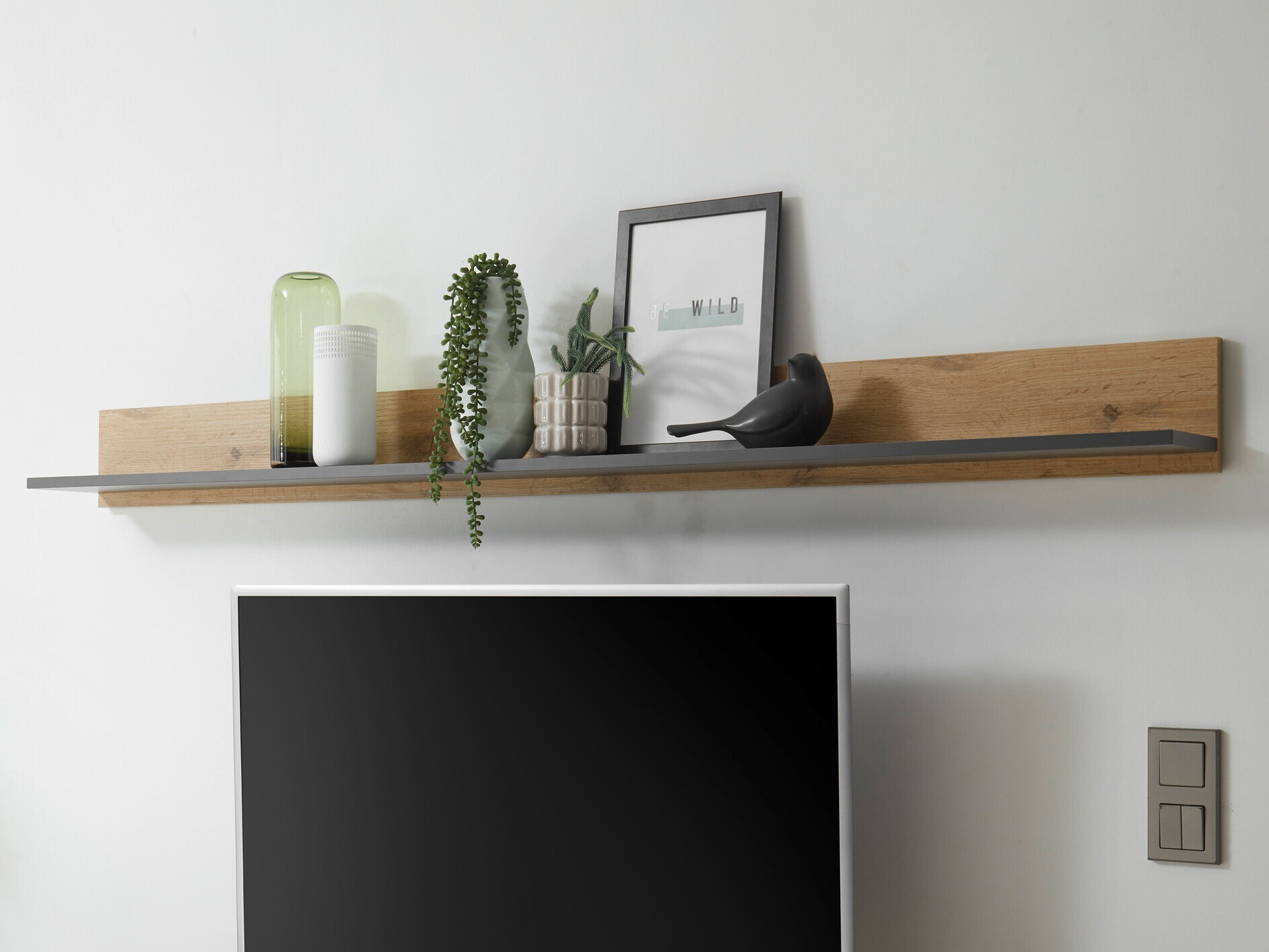 Wandregal Elbsori 126 (Anthrazit + Wotan Eiche)