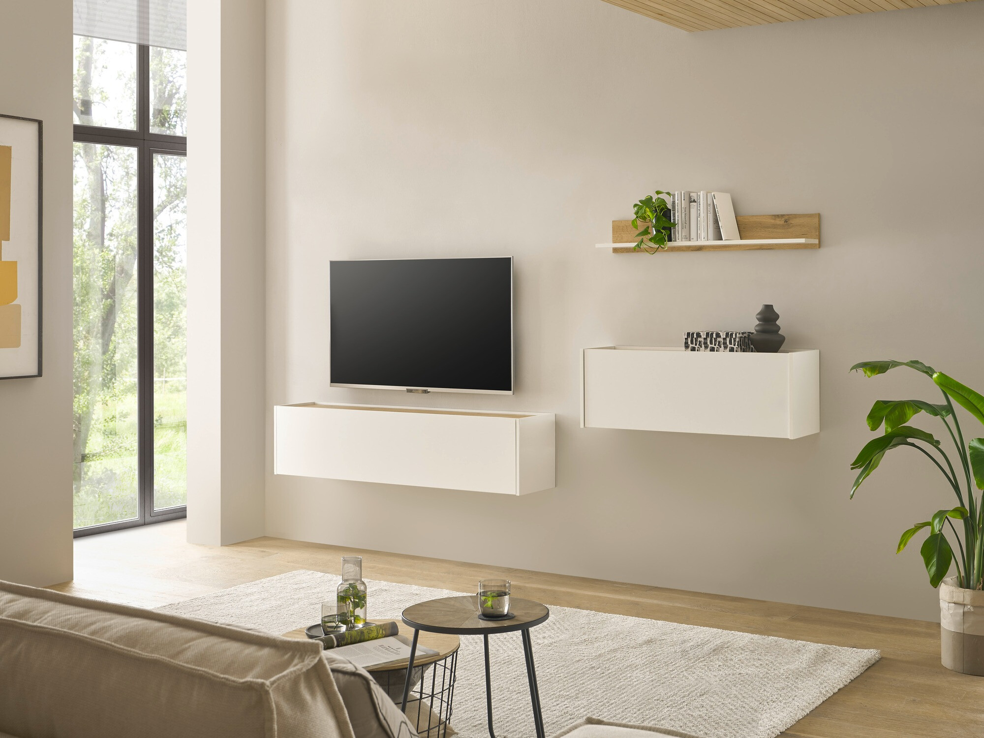 Wandregal Elbsori 126 (Wotan Eiche + Weiß)