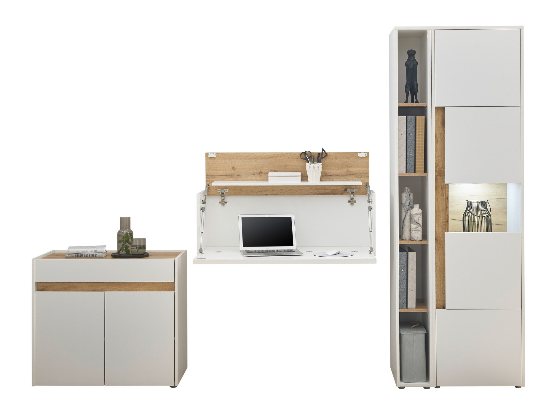 Möbel-Set Elbsori 139 (Weiß + Wotan Eiche)