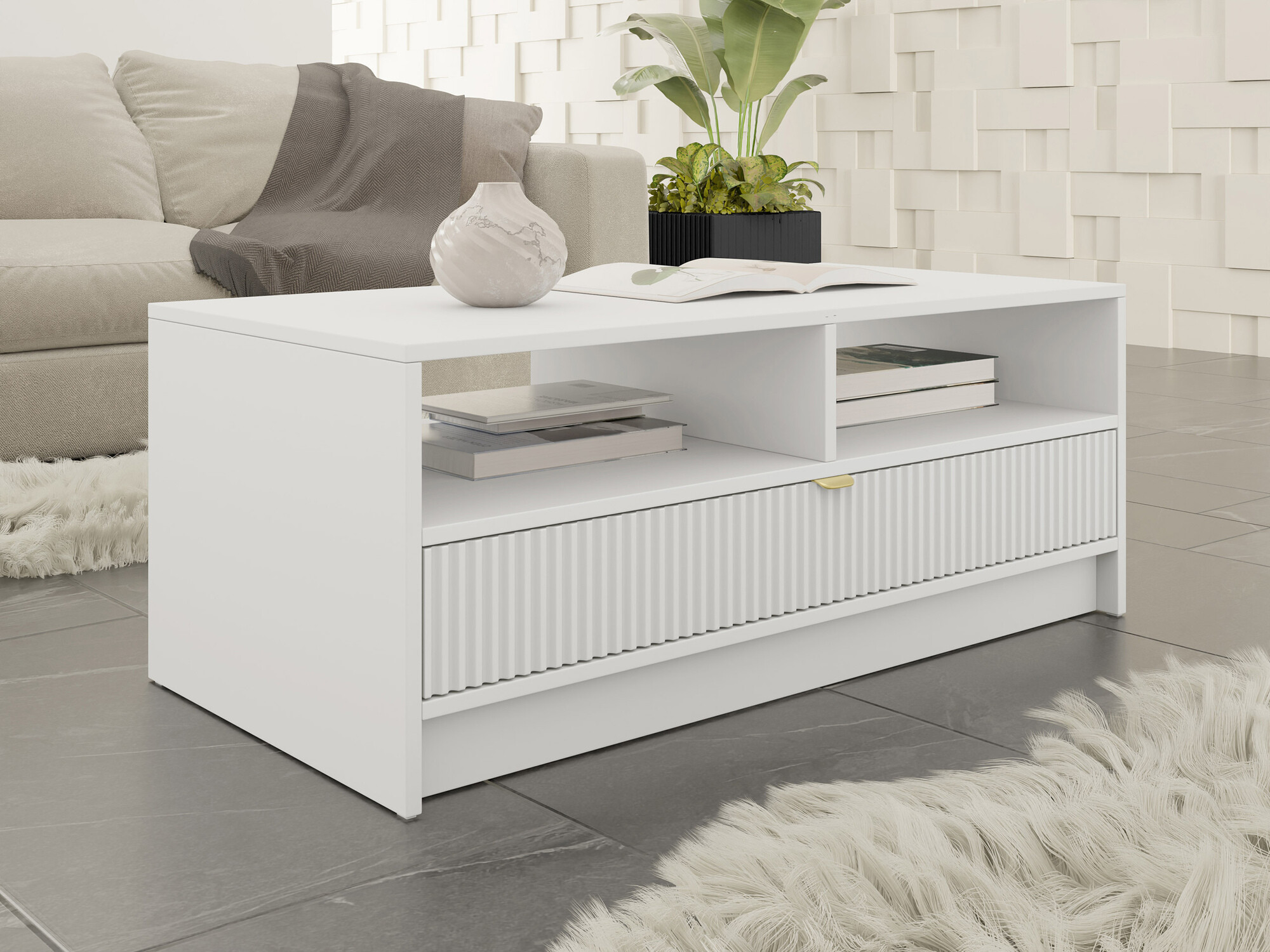 Couchtisch Comfivo Papilio (Weiß)