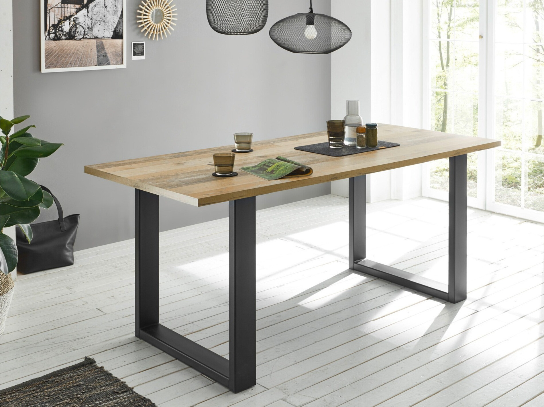 Tisch Cirtale 100 (Gealtertes Holz + Anthrazit)