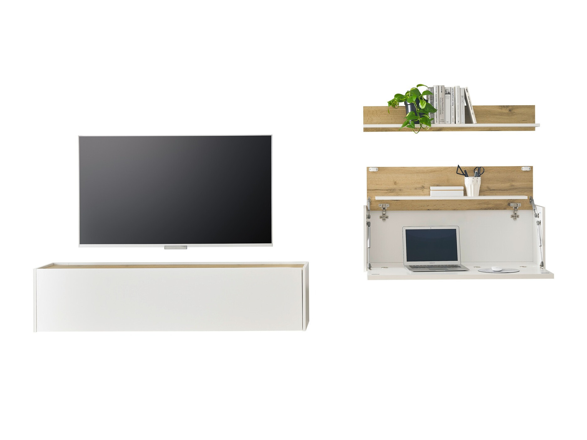 Wohnzimmer-Sets Elbsori 143 (Weiß + Wotan Eiche)