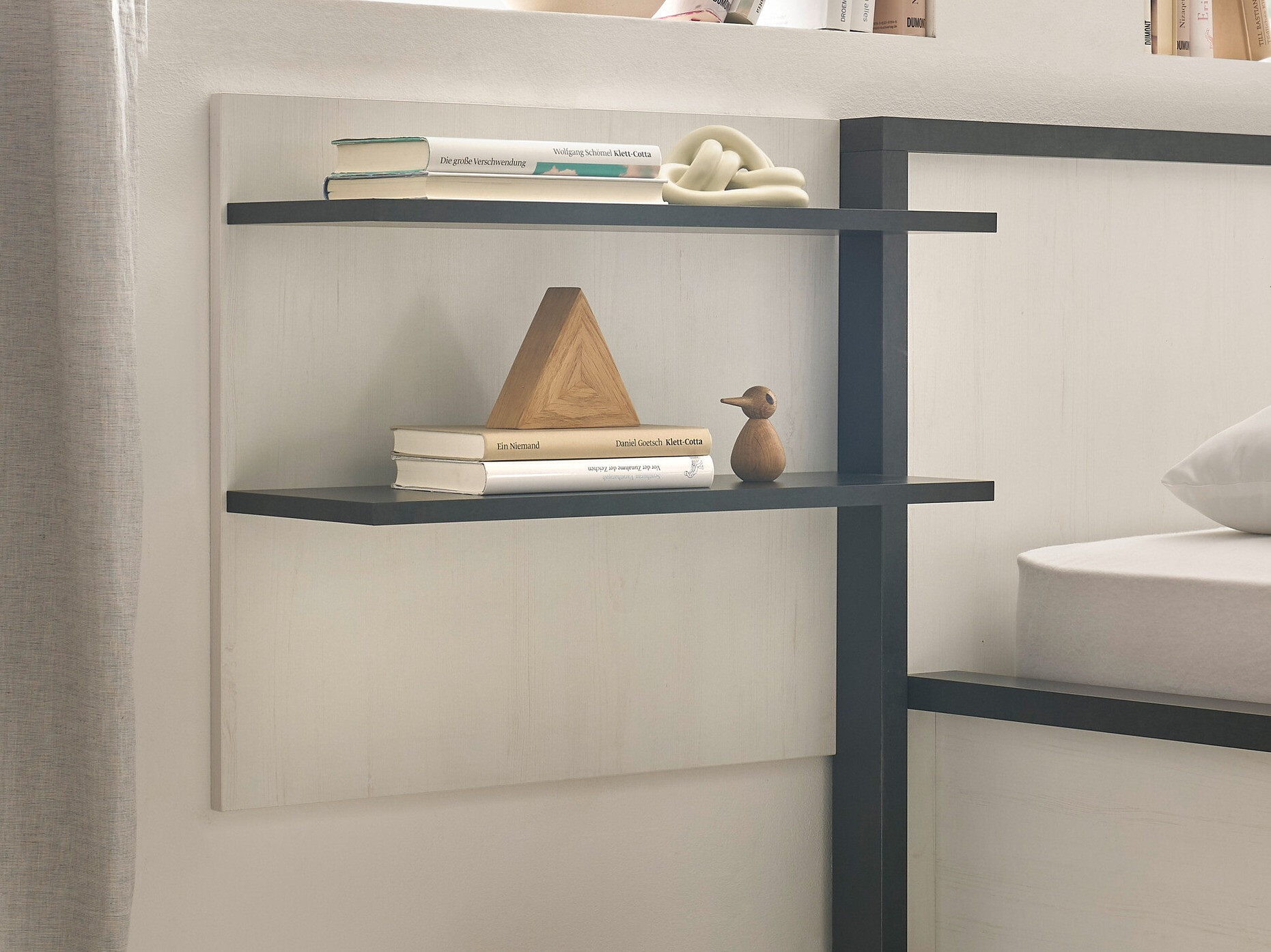 Wandregal Cirtale 105 (Anthrazit + Kiefernholzoptik gebleicht)