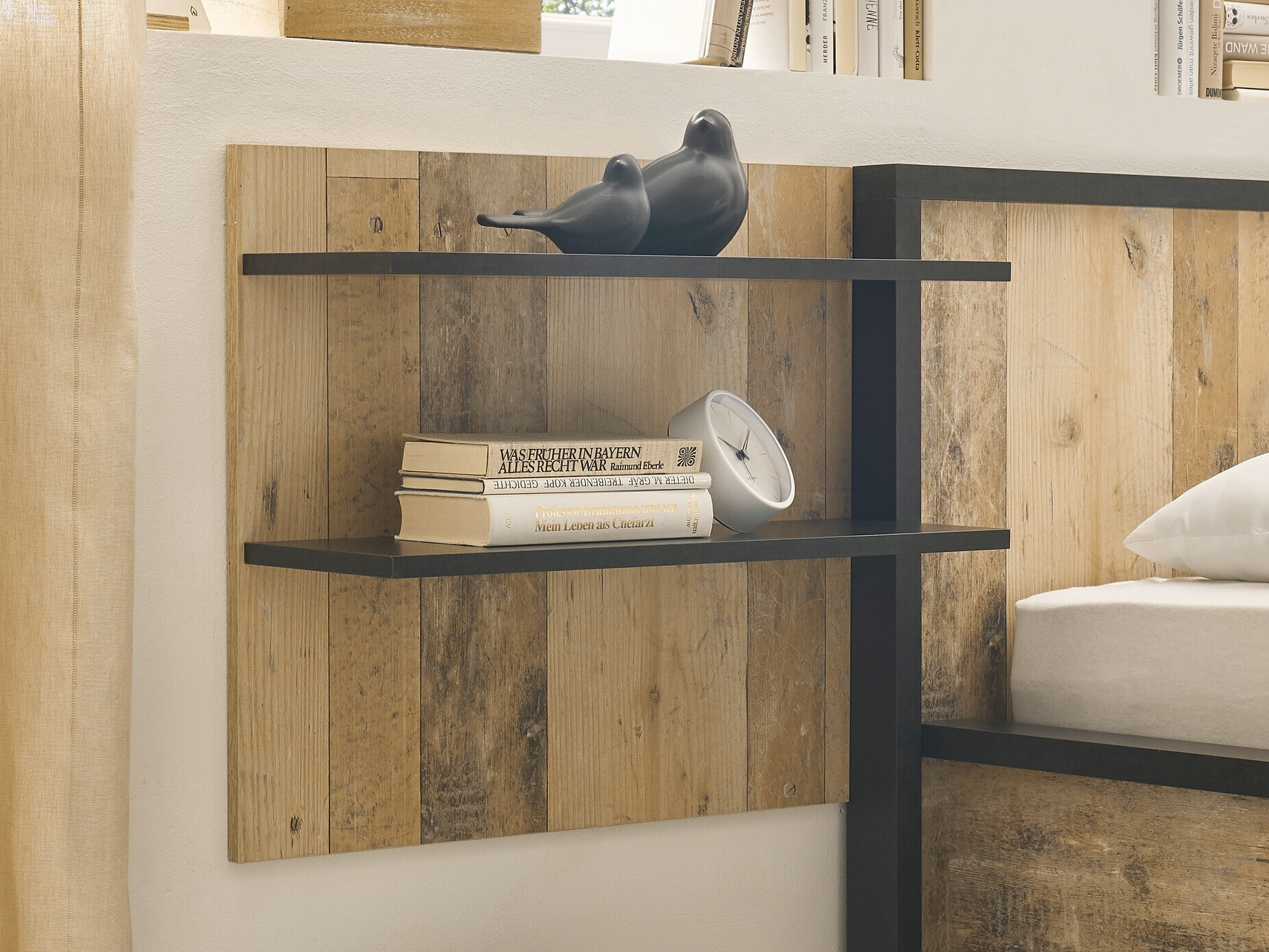 Wandregal Cirtale 105 (Gealtertes Holz + Anthrazit)