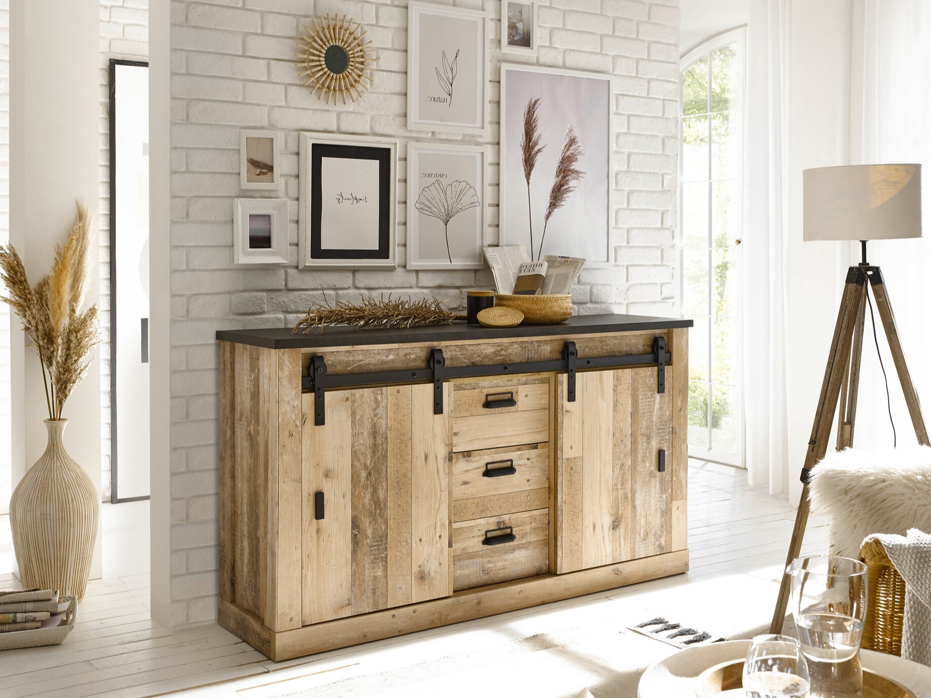 Kommoden Cirtale 116 (Anthrazit + Gealtertes Holz)