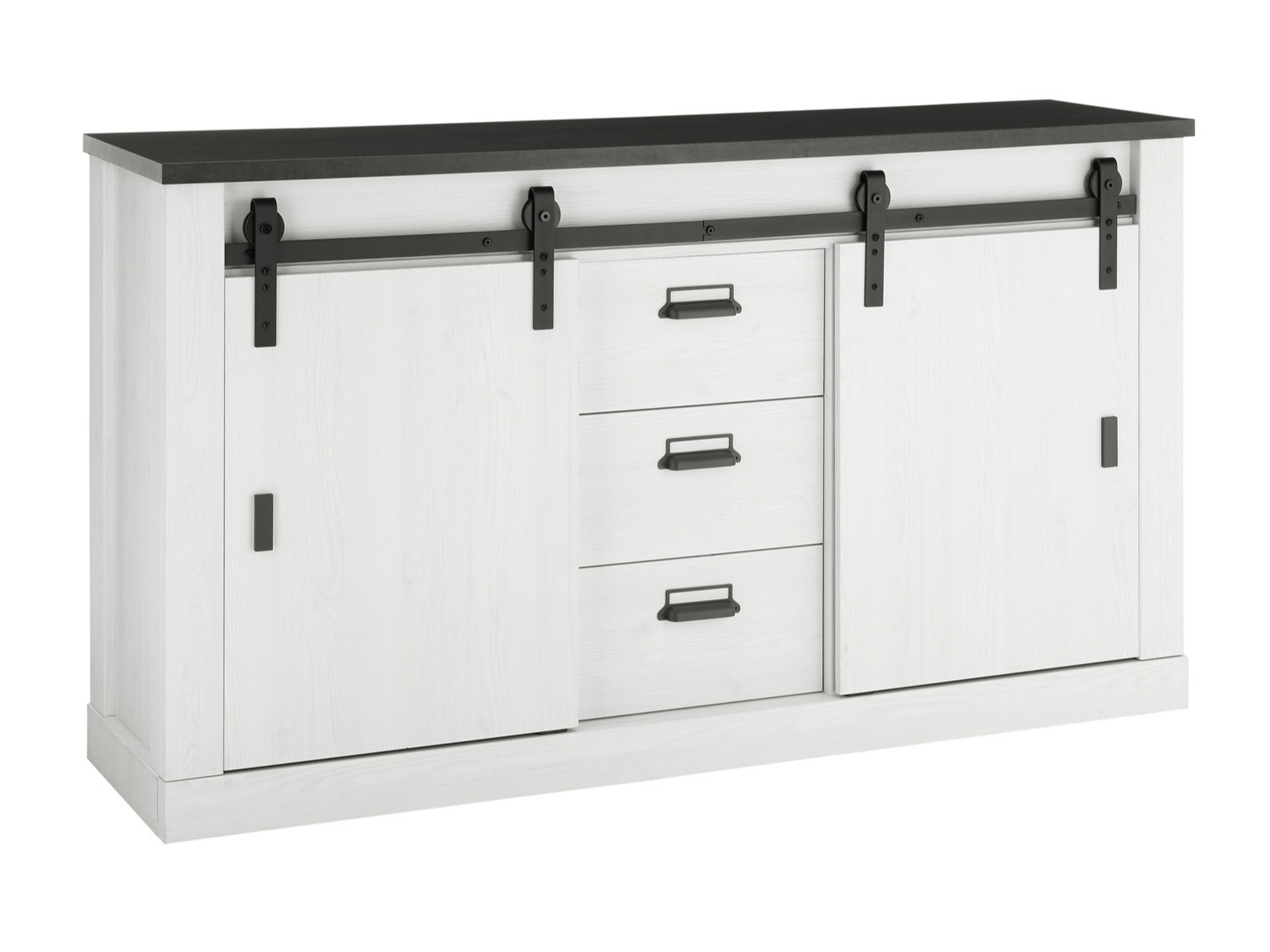 Kommoden Cirtale 116 (Anthrazit + Kiefernholzoptik gebleicht)