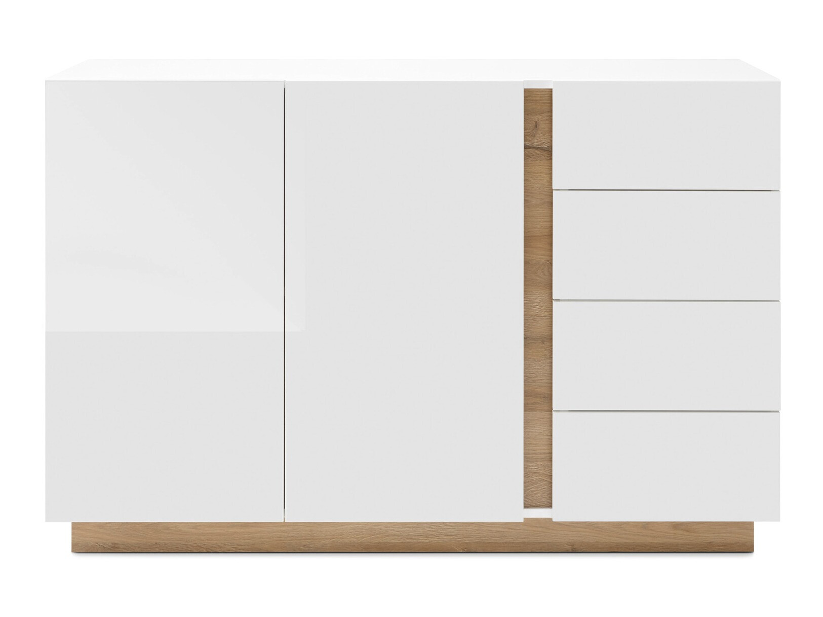 Kommoden Veropho 107 (Weiß glänzend + Grandson Eichenholzoptik)