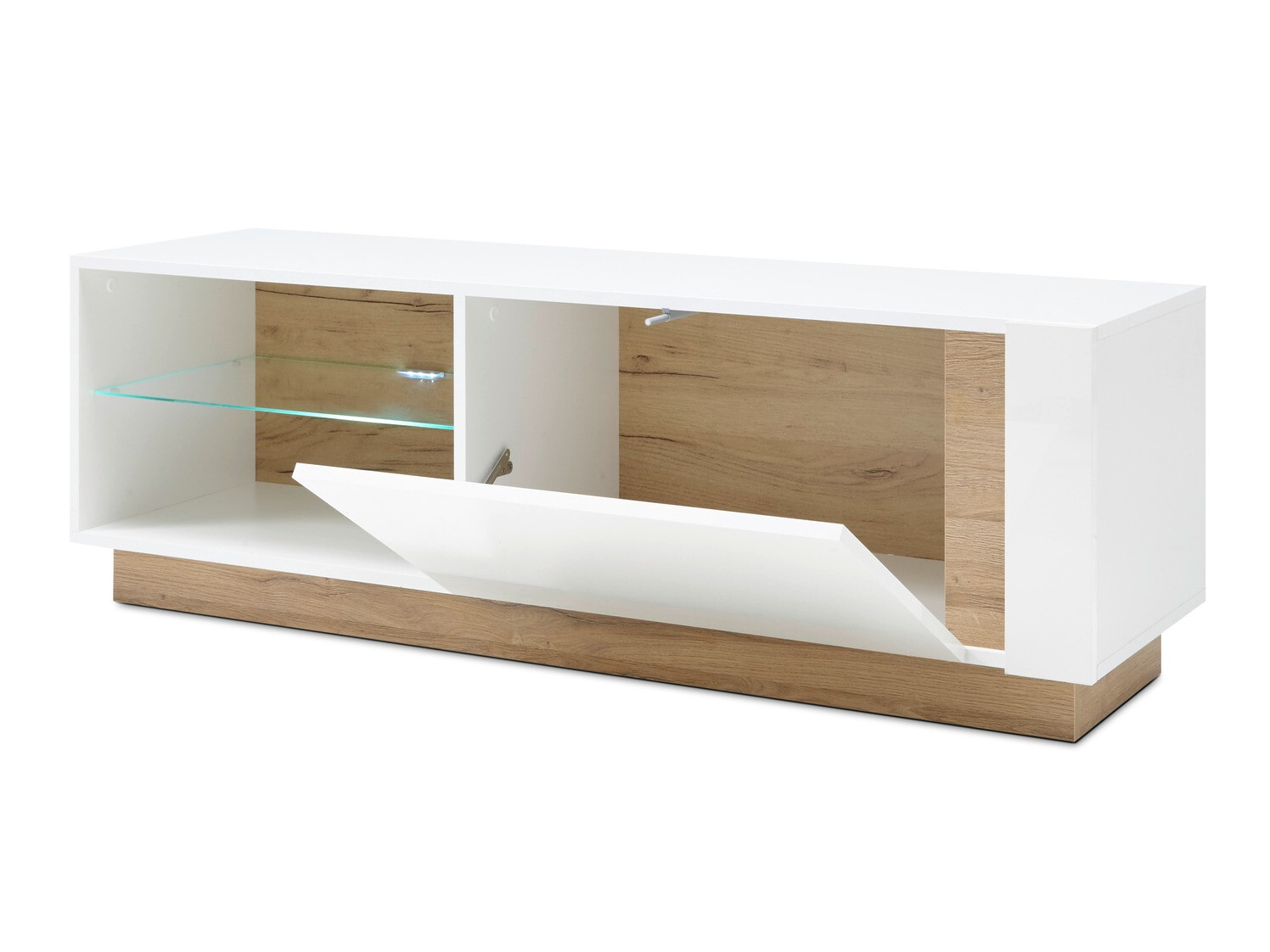 Wohnzimmer-Sets Veropho 110 (Weiß glänzend + Grandson Eichenholzoptik)