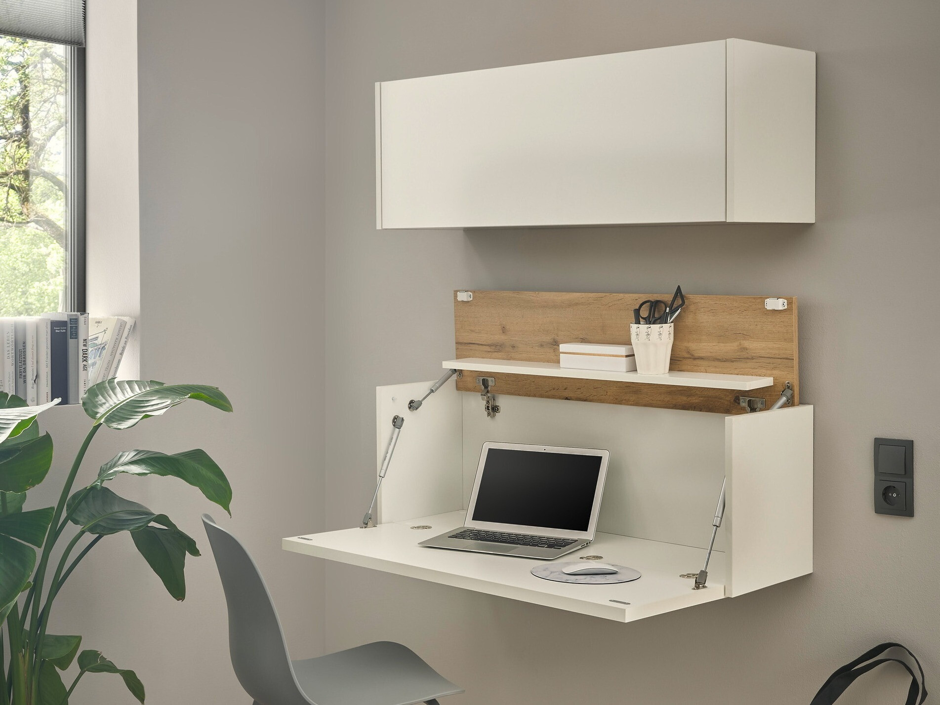 Heimbüro-Set Elbsori 158 (Weiß + Wotan Eiche)