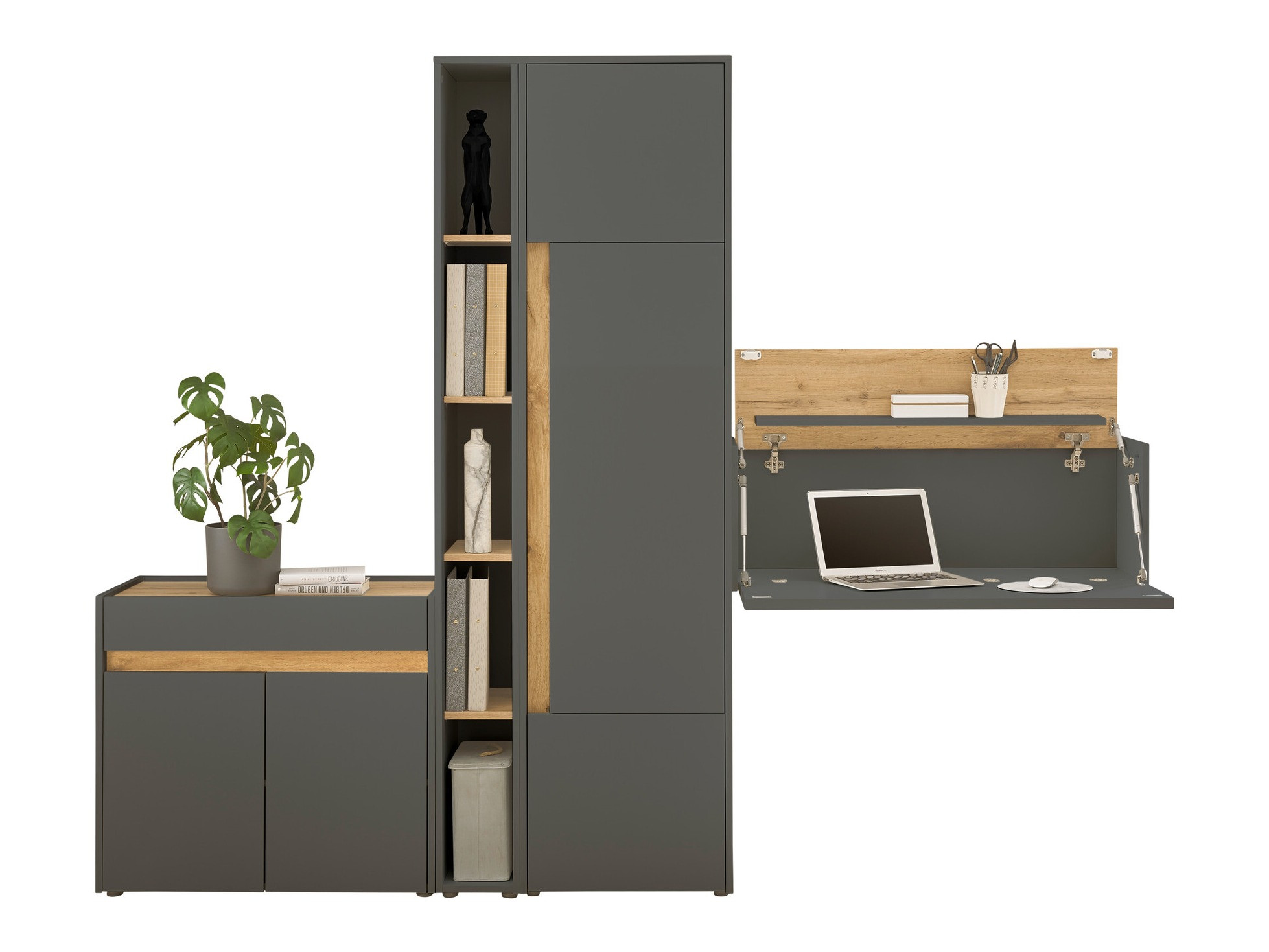 Möbel-Set Elbsori 156 (Anthrazit + Wotan Eiche)
