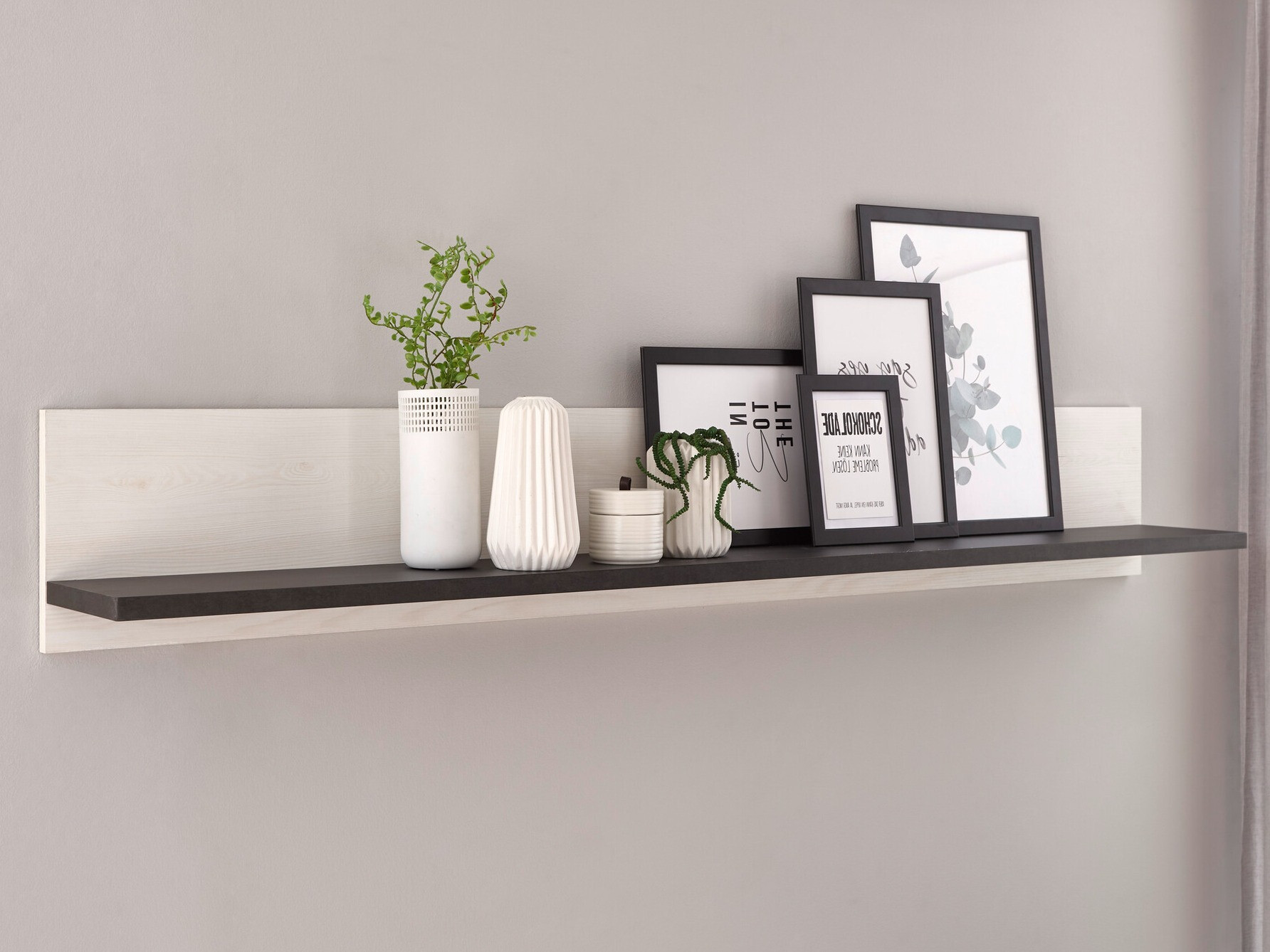 Wandregal Cirtale 120 (Anthrazit + Kiefernholzoptik gebleicht)