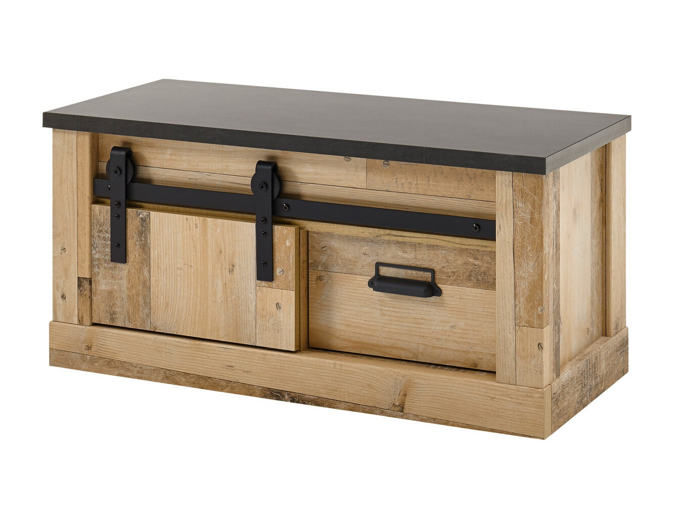 Schuhschrank Cirtale 124 (Anthrazit + Gealtertes Holz)