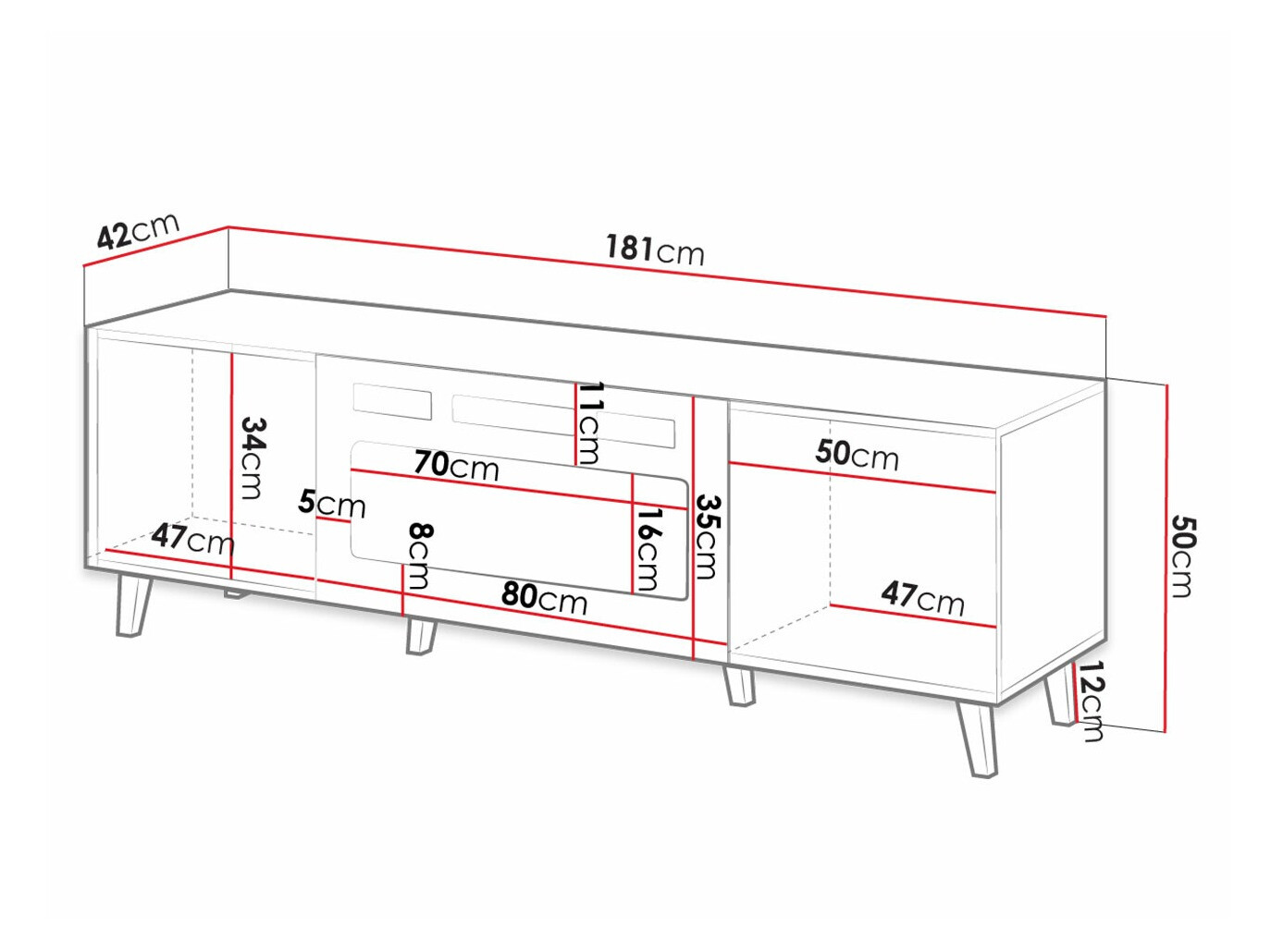 TV-Möbel Dicto II (Weiß + Schwarz)