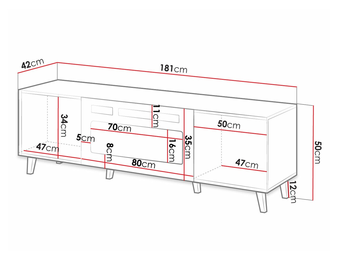 TV-Möbel Dicto II (Weiß + Schwarz)