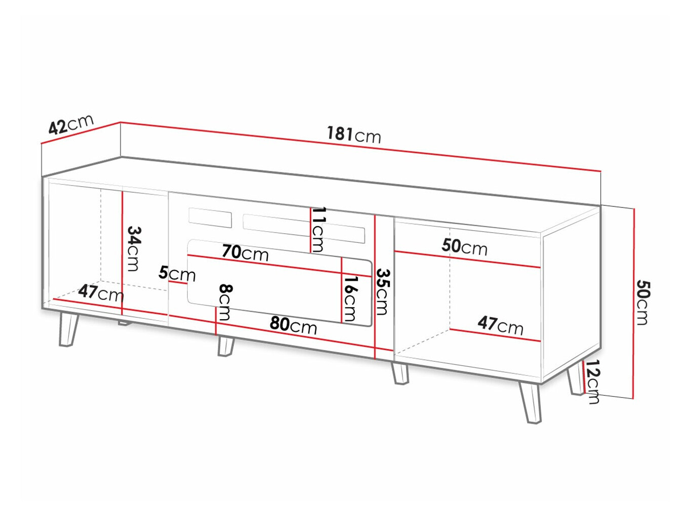 TV-Möbel Levmari 106 (Schwarz + Gold)