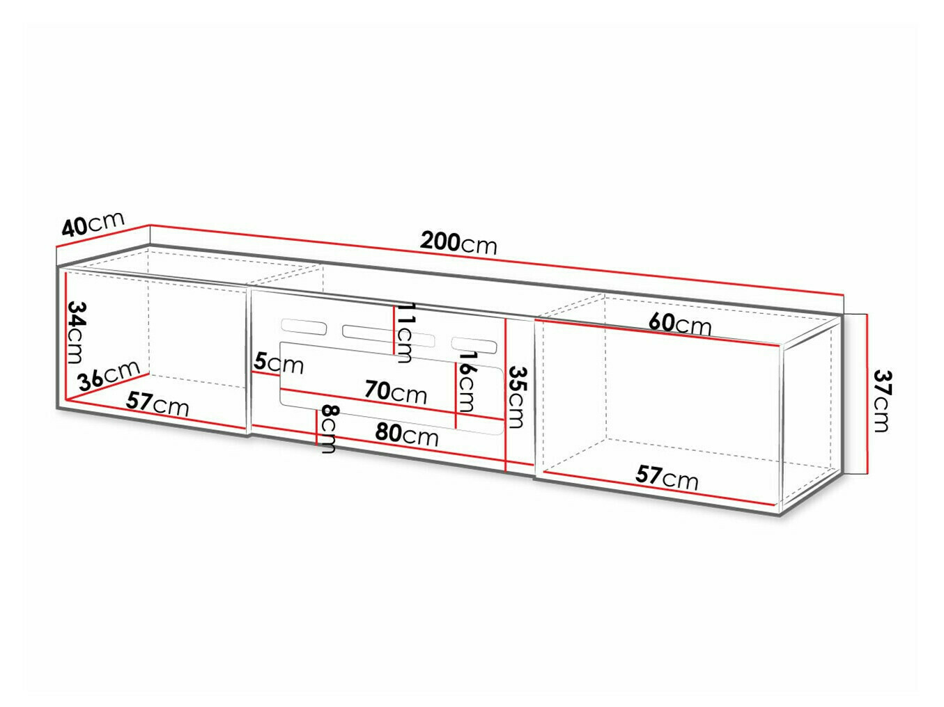 TV-Möbel Imago I (Weiß + Weiß glänzend)