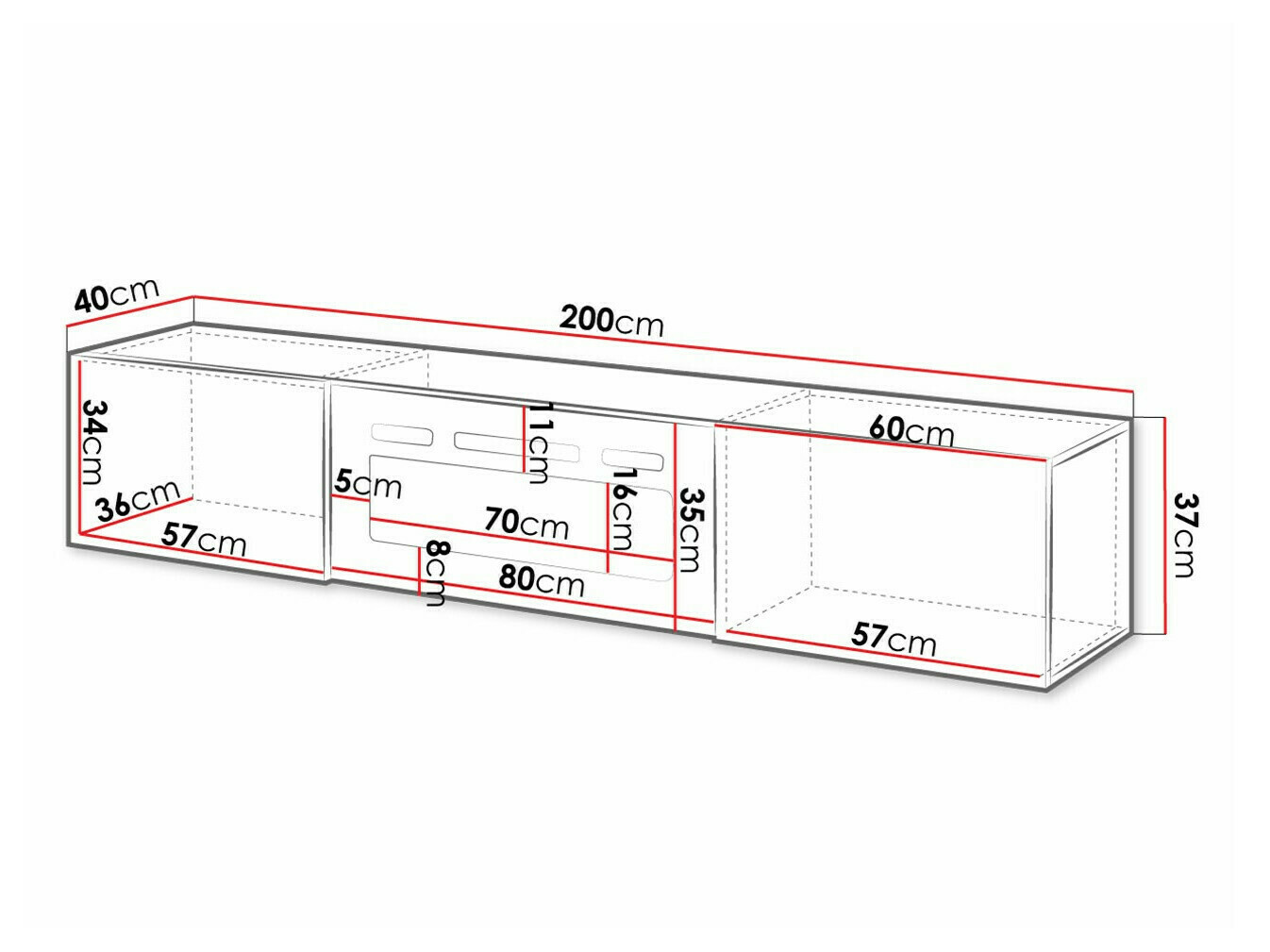 TV-Möbel Imago I (Weiß + Weiß glänzend)