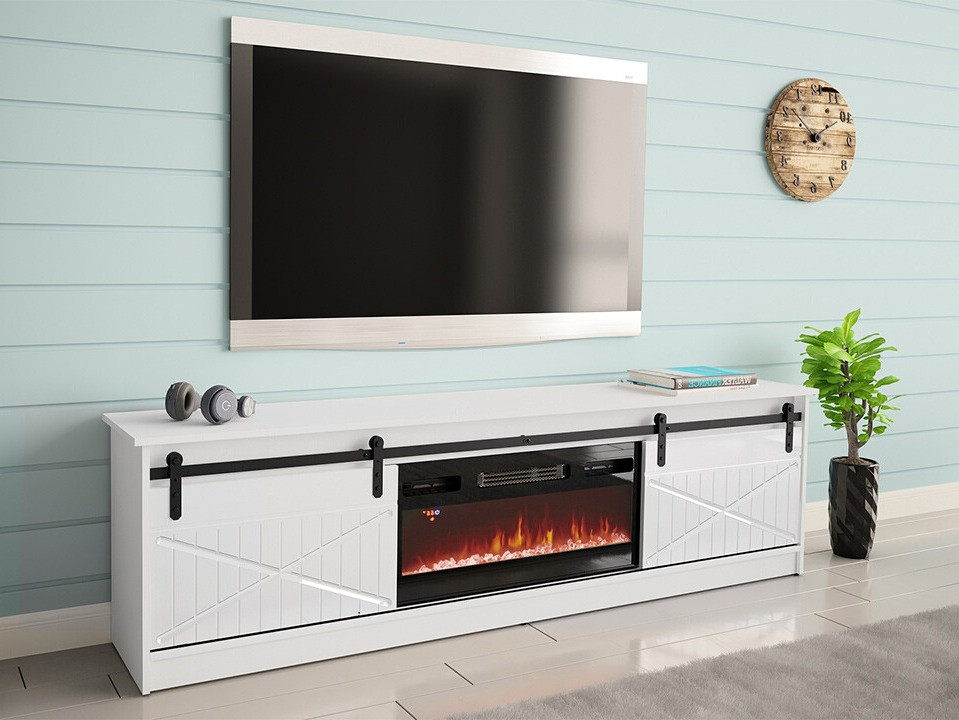TV-Möbel Charlotte 165 (Weiß + Weiß glänzend)