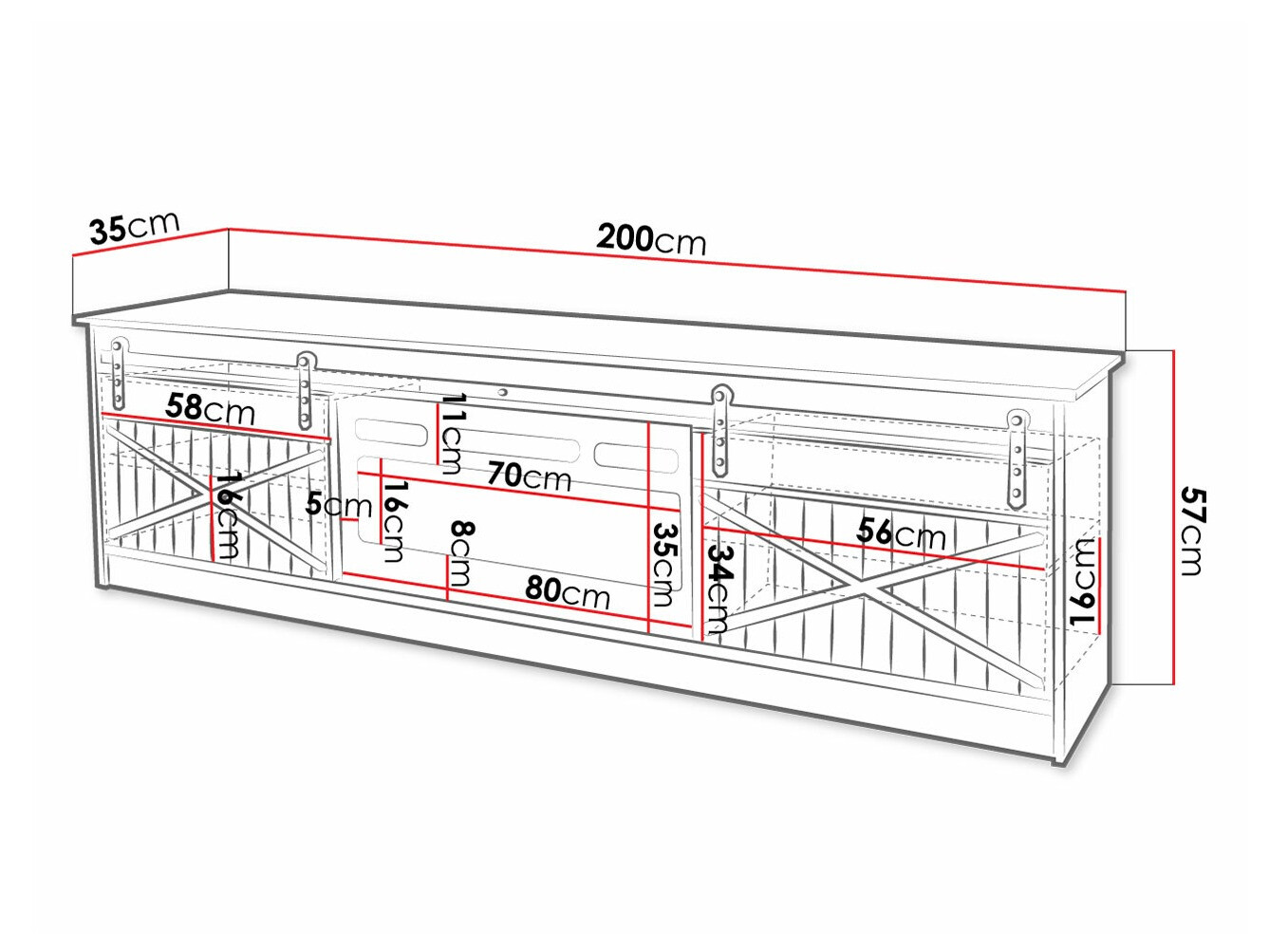 TV-Möbel Charlotte 165 (Wotan Eiche)