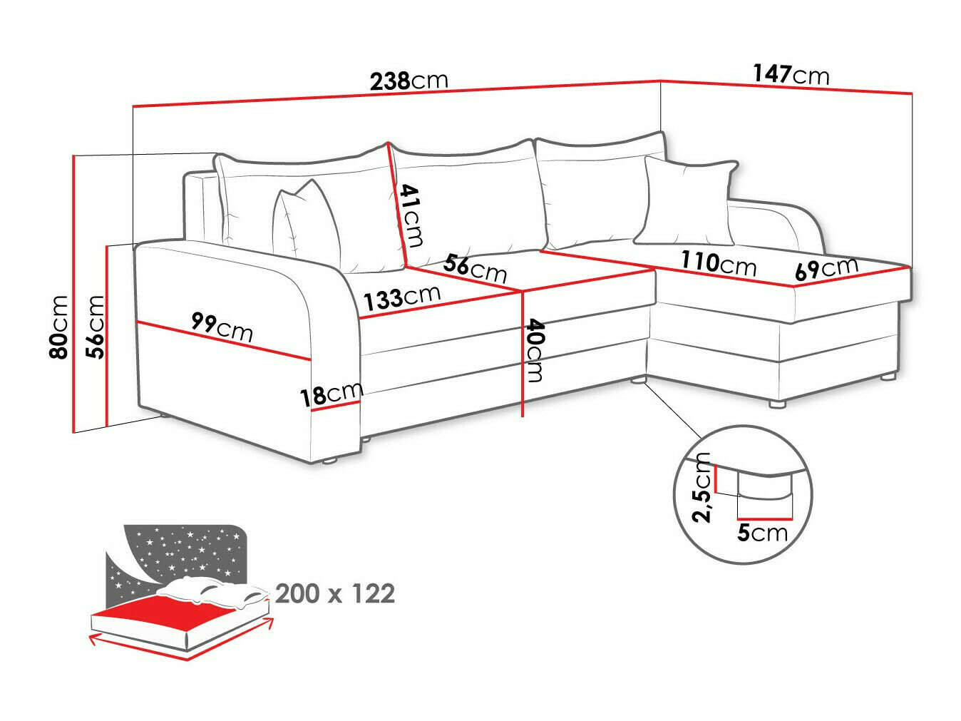 Ecksofa Comfivo Melissa I (Mikrofaza 0025 + Mikrofaza 0031)