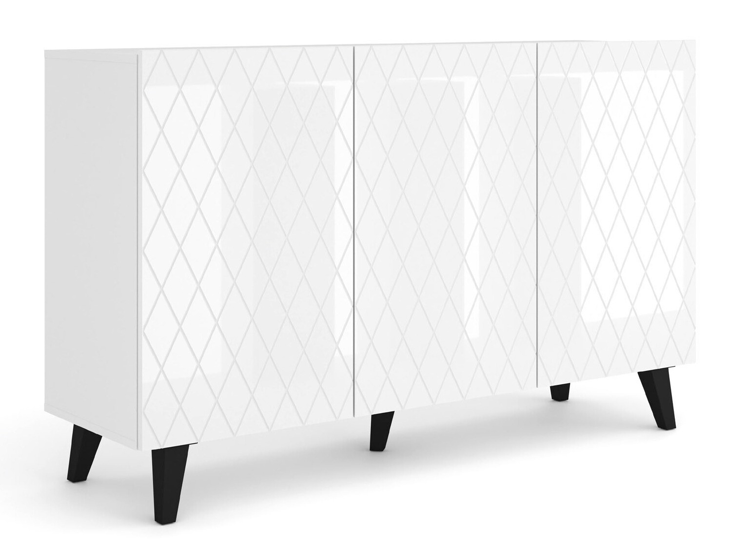 Sideboard Melmoro 104 (Weiß glänzend + Schwarz)