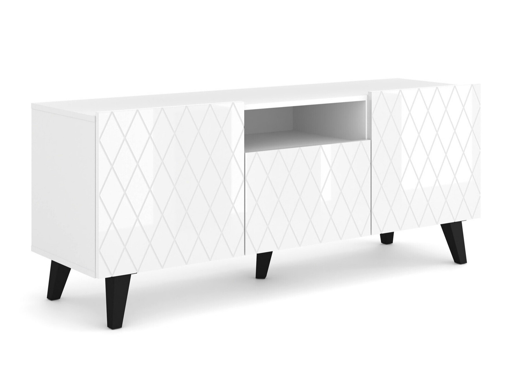 TV-Möbel Melmoro 105 (Weiß glänzend + Schwarz)