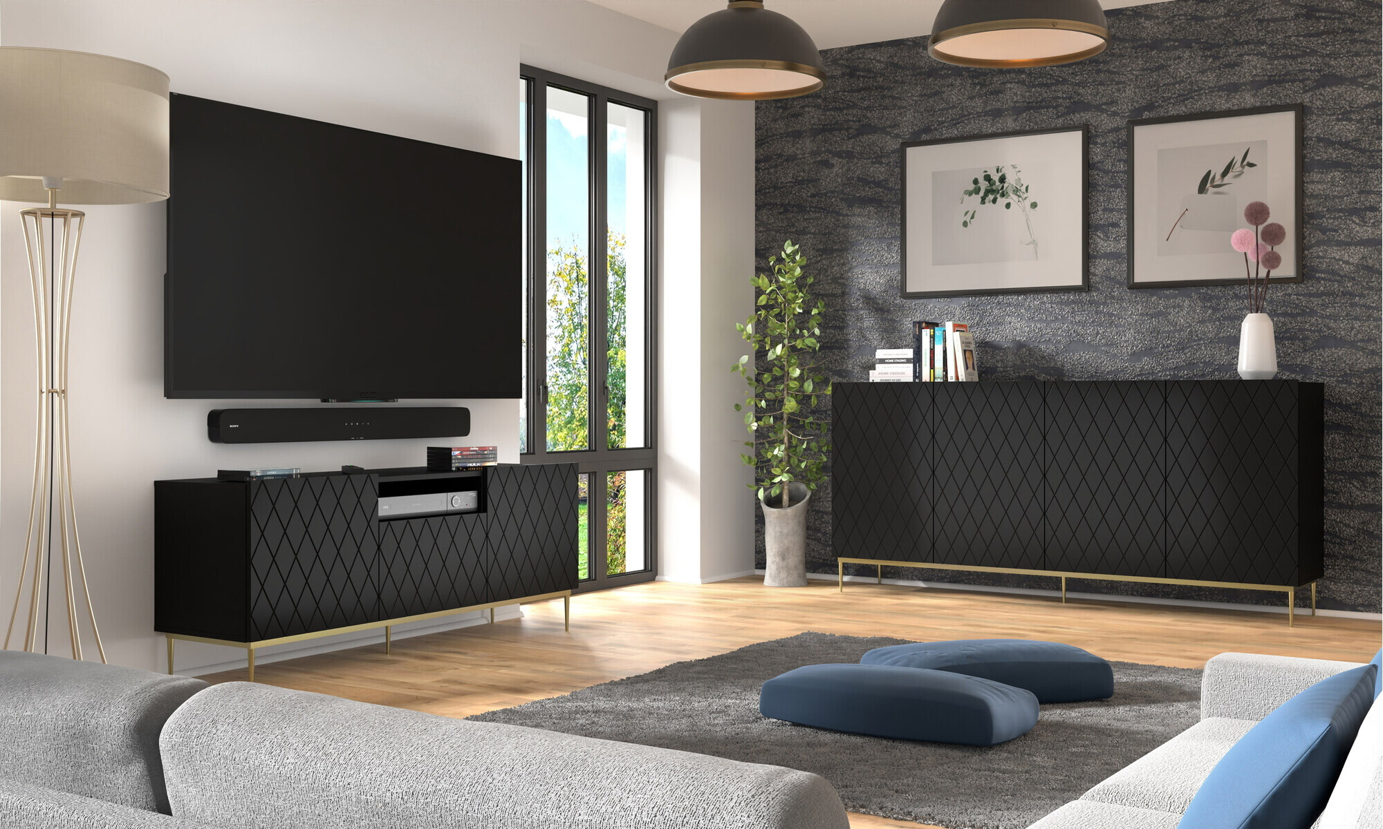 TV-Möbel Melmoro 100 (Schwarz)