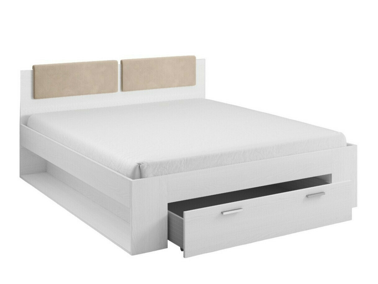 Bett Levruvu 106 (Esche gebleicht + Beige)