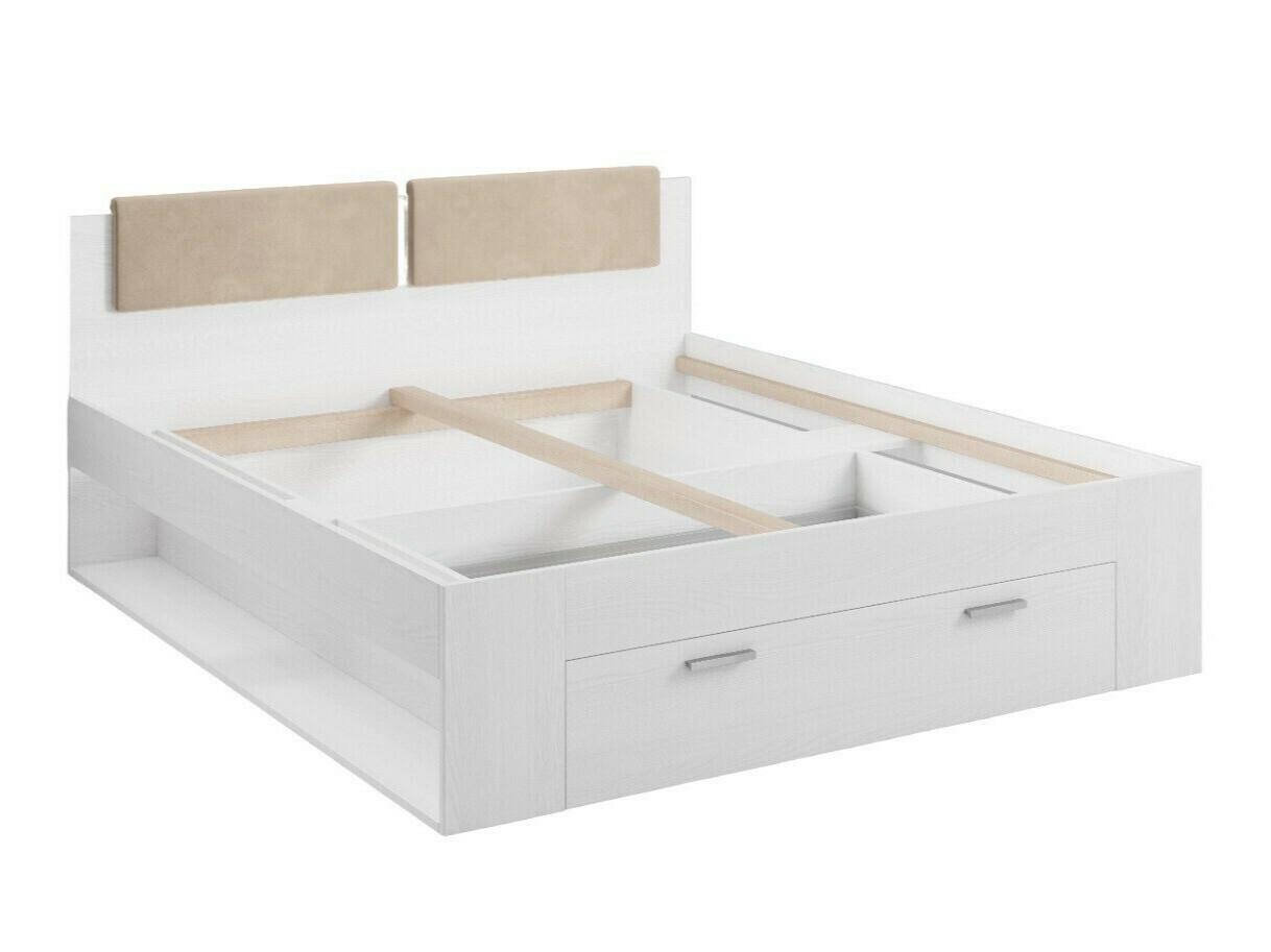 Bett Levruvu 106 (Esche gebleicht + Beige)
