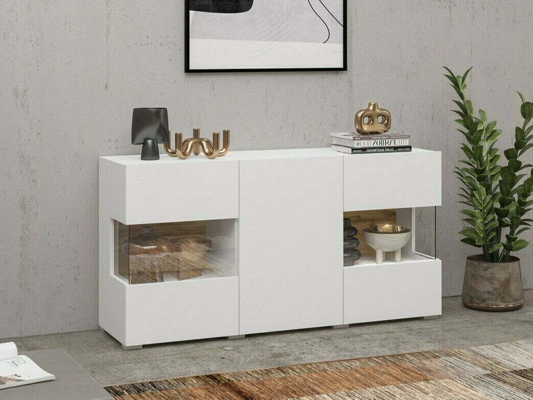 Sideboard Revmiru 102 (Weiß + Wotan Eiche)