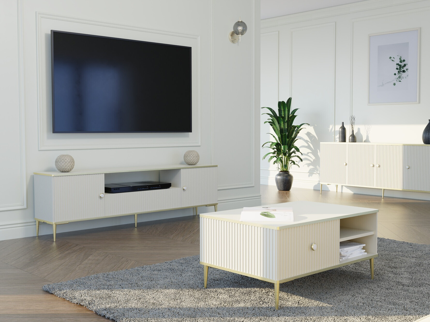 Couchtisch Romciro 102 (Kaschmir + Gold)