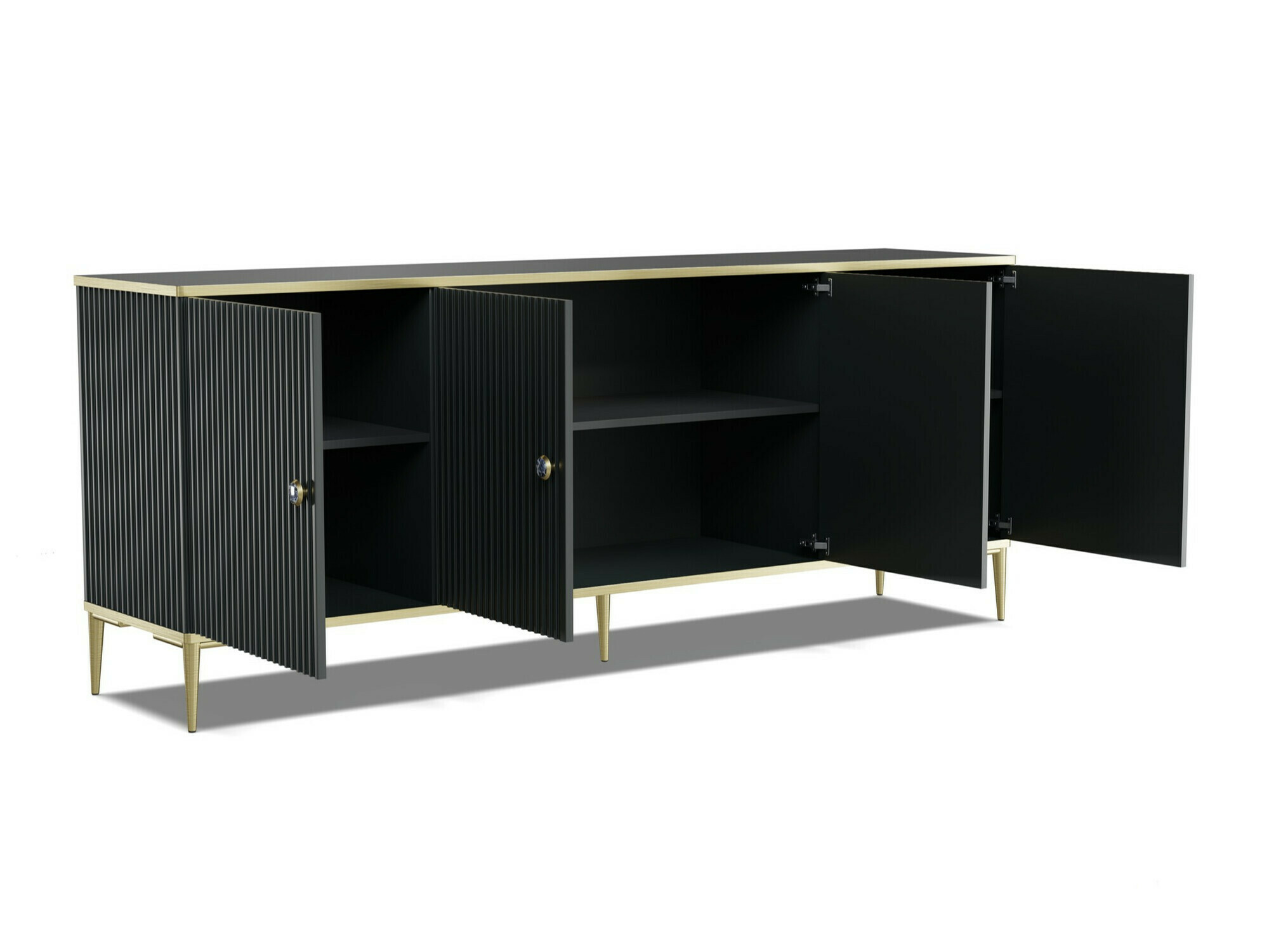 Wohnzimmer-Sets Romciro 103 (Schwarz + Gold)