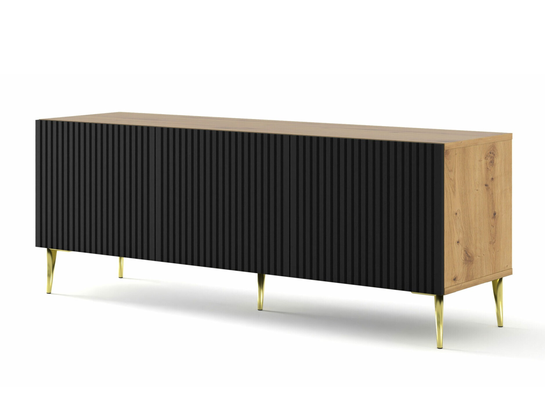 TV-Möbel Mirmaro 102 (Schwarz + Artisan Eichenholzoptik)