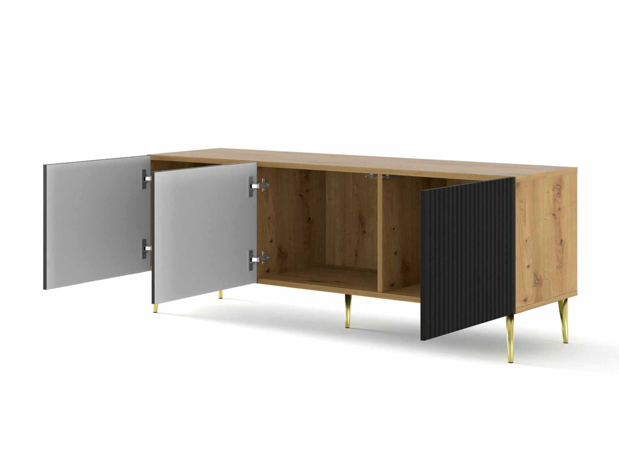 TV-Möbel Mirmaro 102 (Schwarz + Artisan Eichenholzoptik)