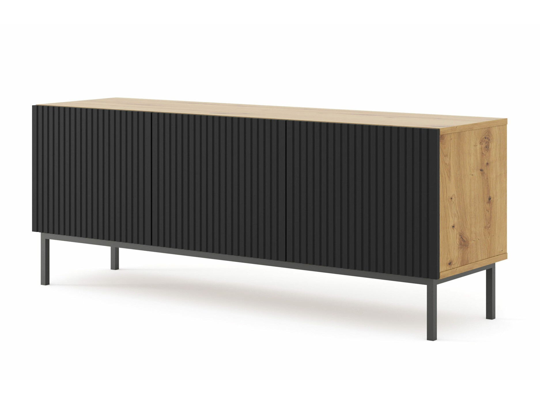 TV-Möbel Mirmaro 102 (Schwarz + Artisan Eichenholzoptik)