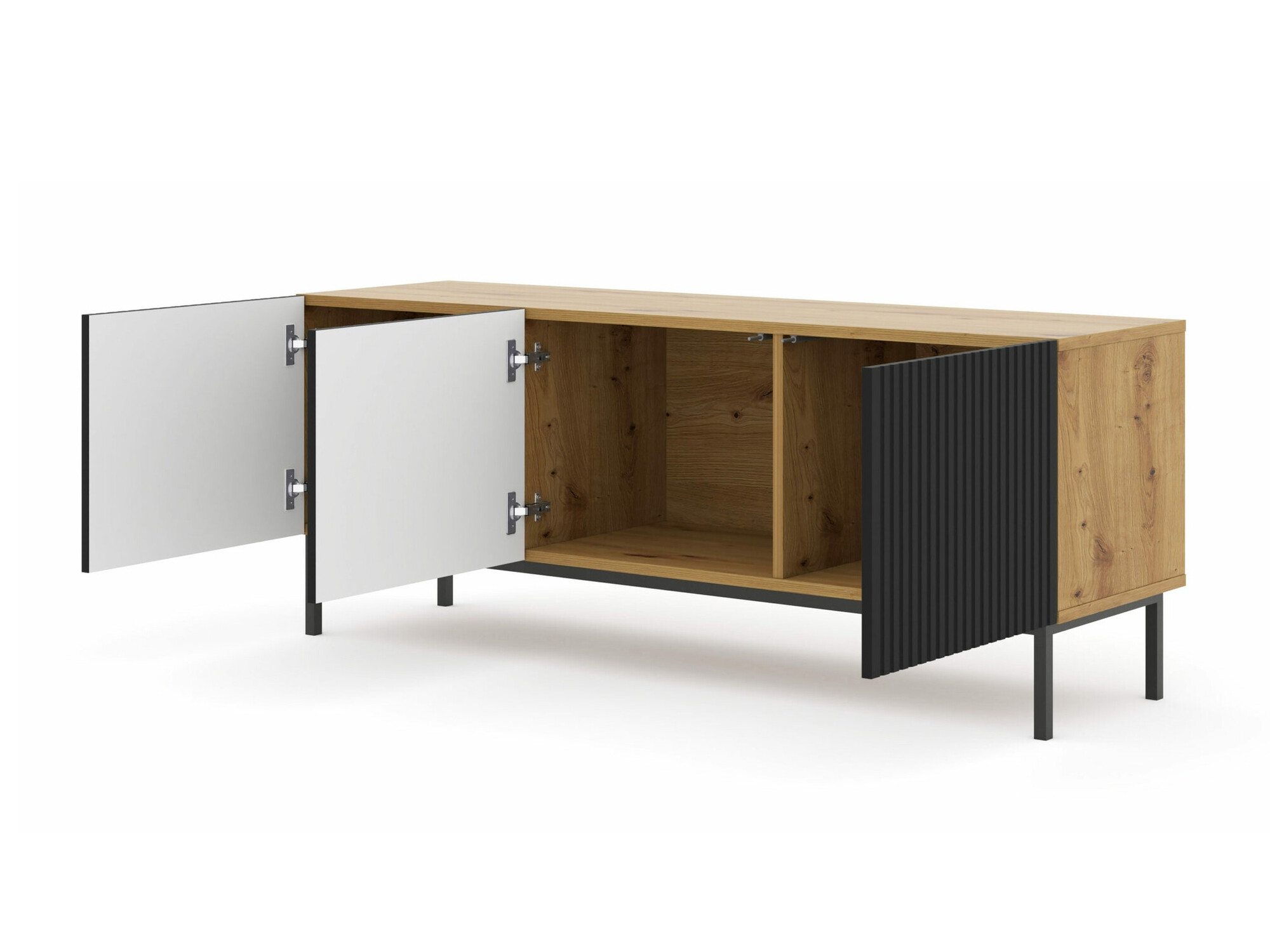 TV-Möbel Mirmaro 102 (Schwarz + Artisan Eichenholzoptik)