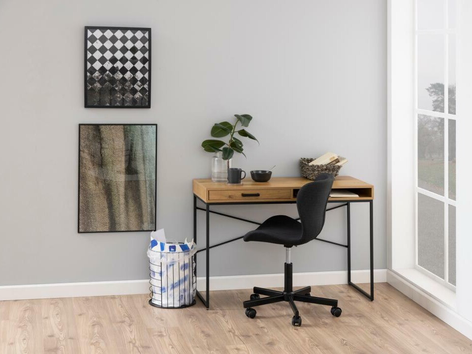 Bürotisch Norsica Sevferi 190 (Schwarz + Wildeichenholzoptik)