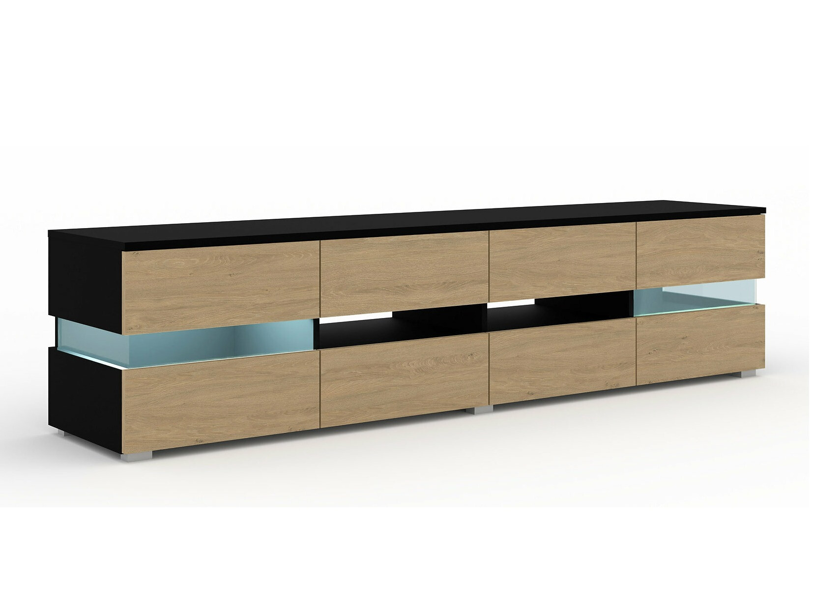 TV-Möbel Buffalo 146 (Schwarz + Eichenholzoptik)
