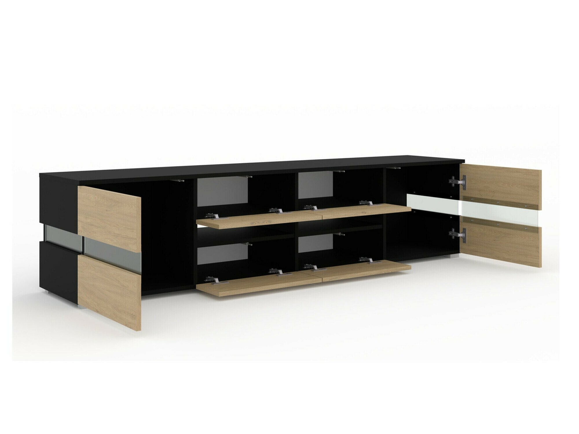 TV-Möbel Buffalo 146 (Schwarz + Eichenholzoptik)