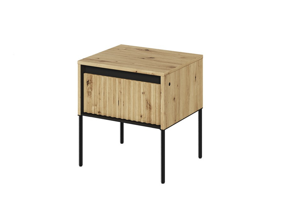 Nachttisch Fernolu 111 (Artisan Eichenholzoptik + Schwarz)