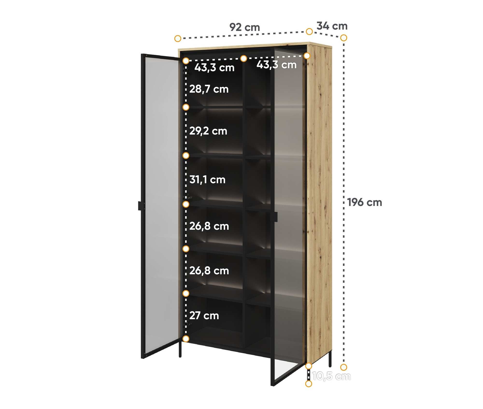Regal Fernolu 106 (Artisan Eichenholzoptik + Schwarz)