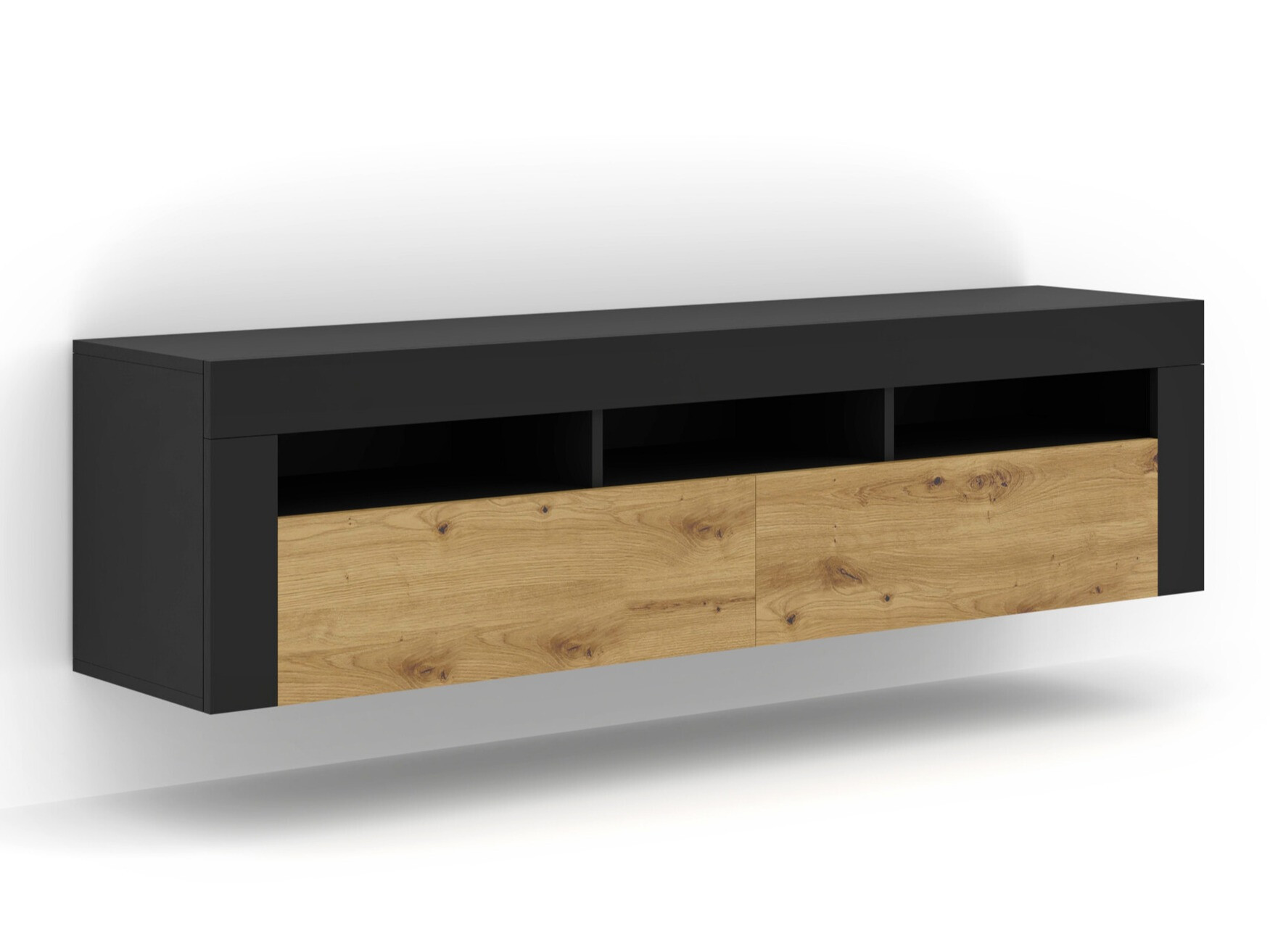 TV-Möbel Buffalo 149 (Schwarz + Artisan Eichenholzoptik)