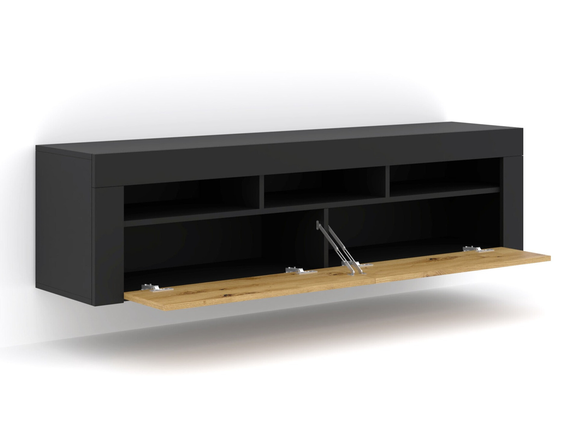 TV-Möbel Buffalo 149 (Schwarz + Artisan Eichenholzoptik)